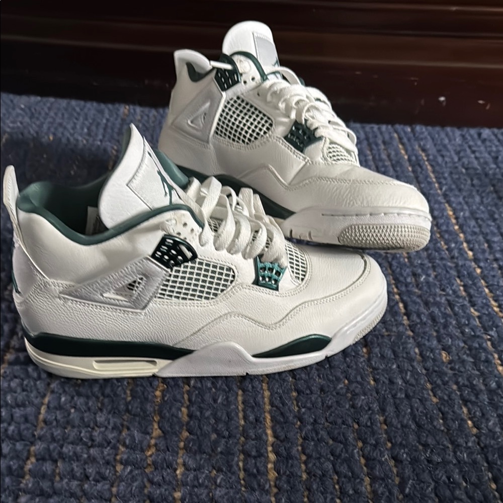 Jordan White and Green Sneakers with Signature Mesh Panels